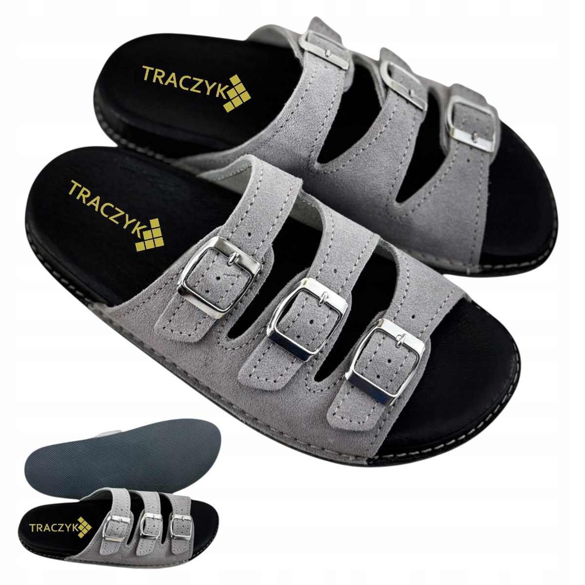 Anatomické Nazouváky z Přírodní Kůže, Nastavitelné, Šedé, Profilované, vel. 39