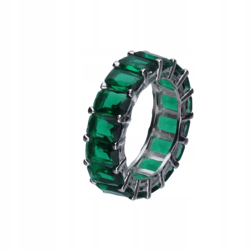 Dámský prstýnek ze stříbra 925 zelené Zirkony jako dárek pro ni r16