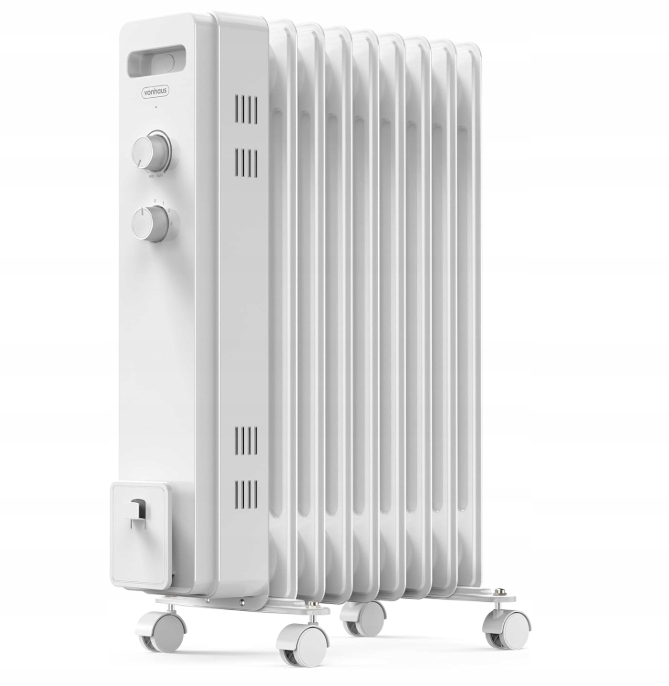 Olejový radiátor VonHaus 2500 W 9 rebier biely