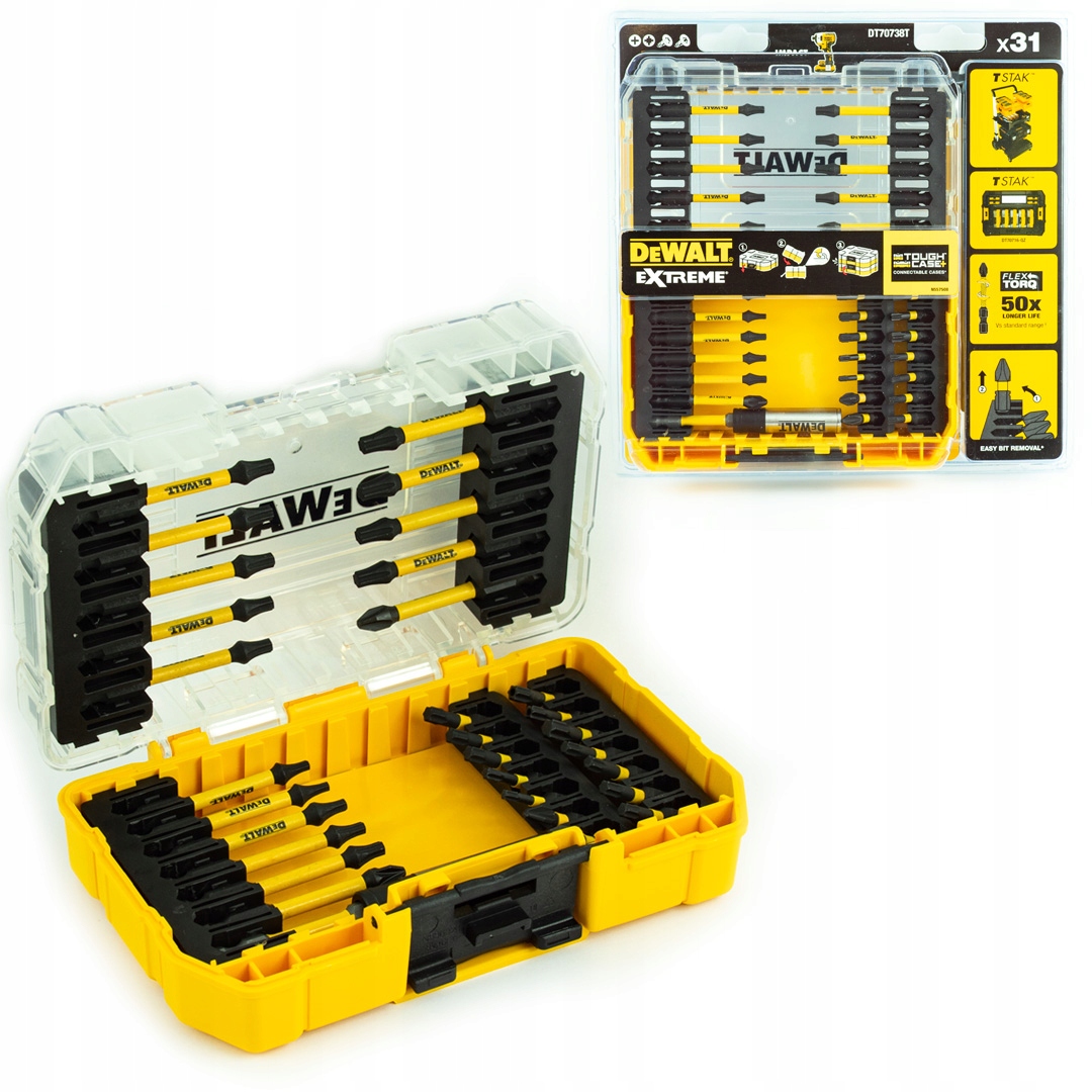 

Zestaw bitów udarowych 31 części Dewalt DT70738T