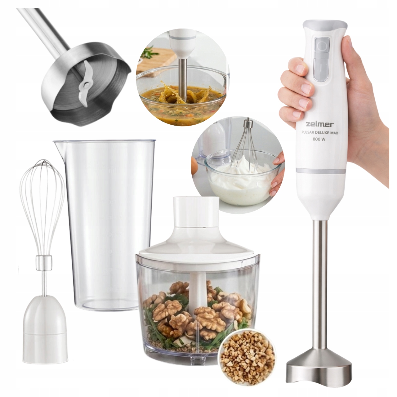 Blender Ręczny Mikser Zelmer Pulsar ZHB4562S Rozdrabniacz Biały Turbo mocny