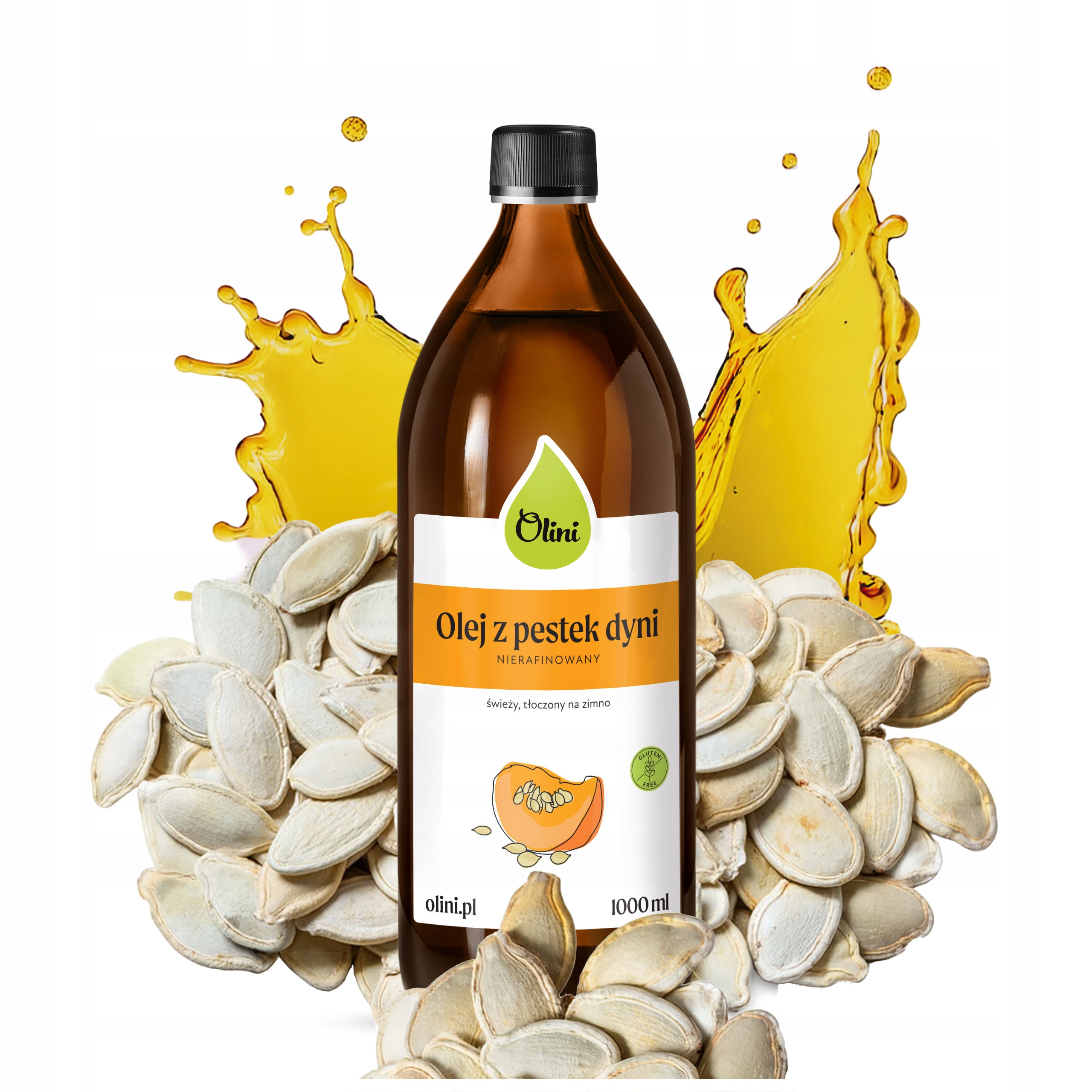 Dýňový olej lisovaný za studena 1L Olini, zdroj Nnkt, nerafinovaný