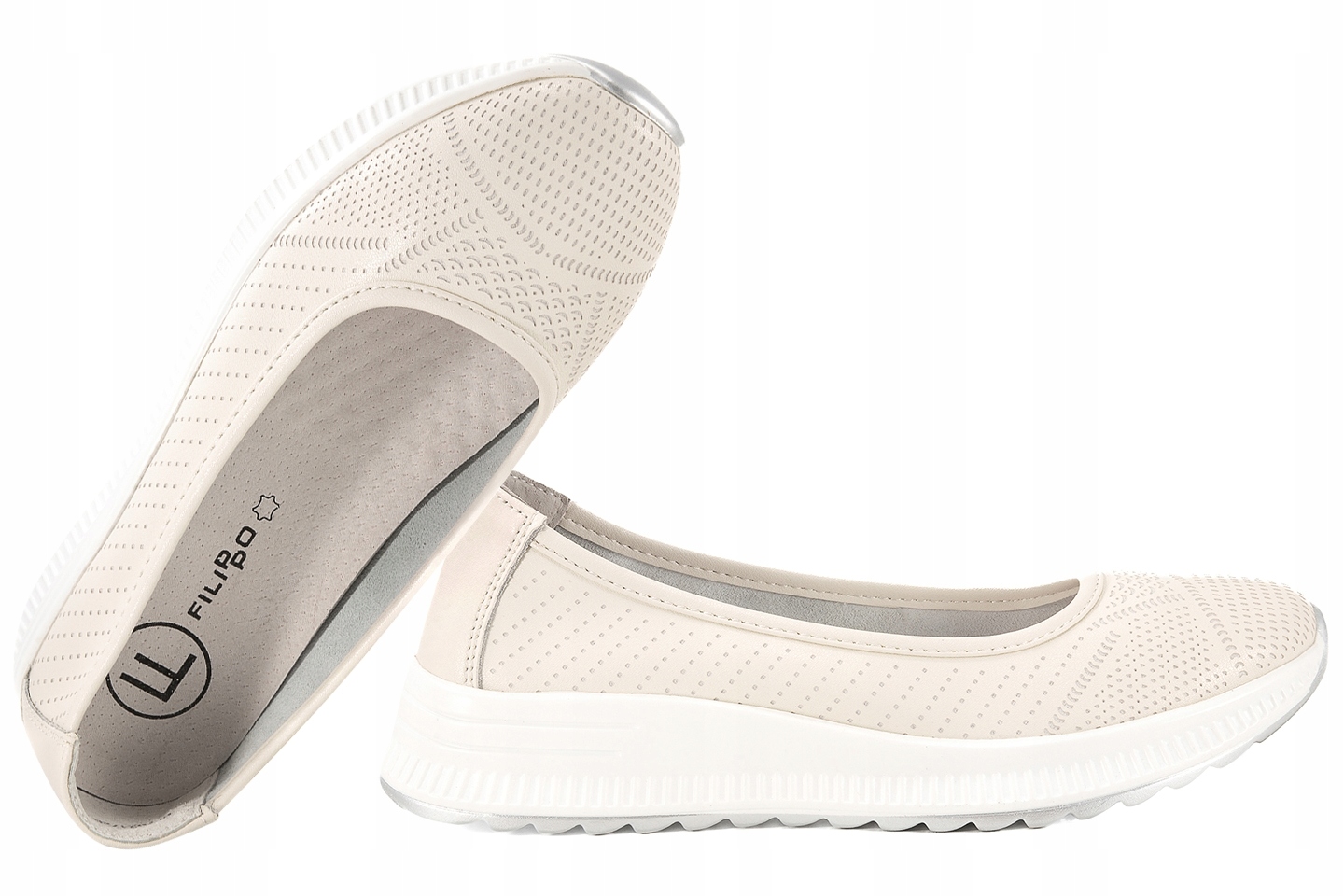 Filippo DP7621 Kožené Sportovní Baleríny Polobotky Na Platformě Béžová 38