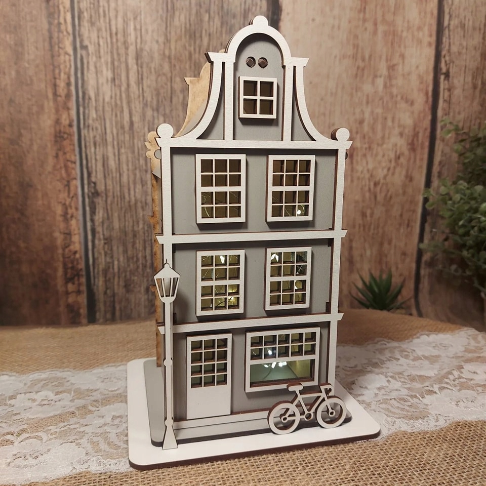 Lampion LED kamieniczka, domek Kolor inny