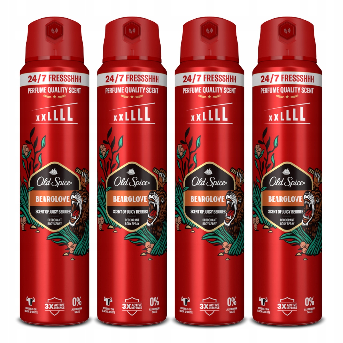 Zestaw Old Spice Bearglove Dezodorant w sprayu XXL dla mężczyzn 250ml x4