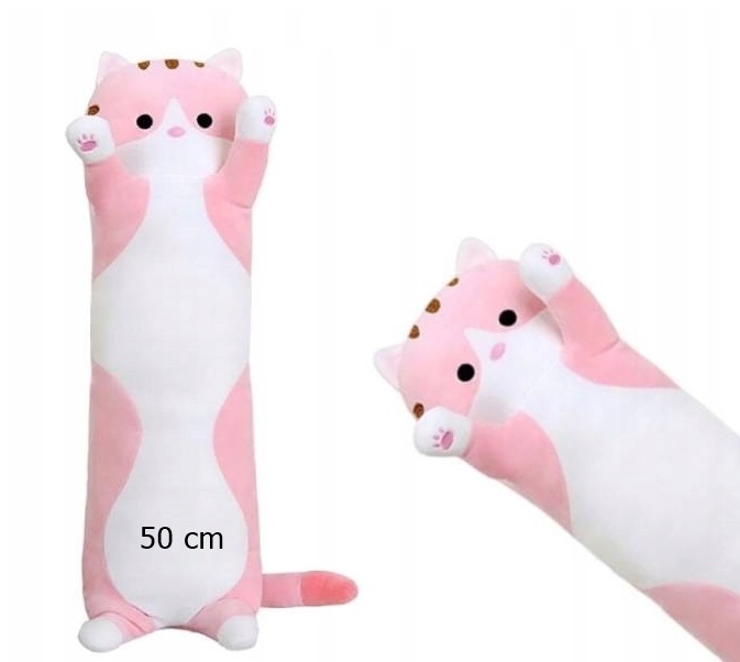 

Długi Kotek Kot Różowy Maskotka Poduszka 50 cm L