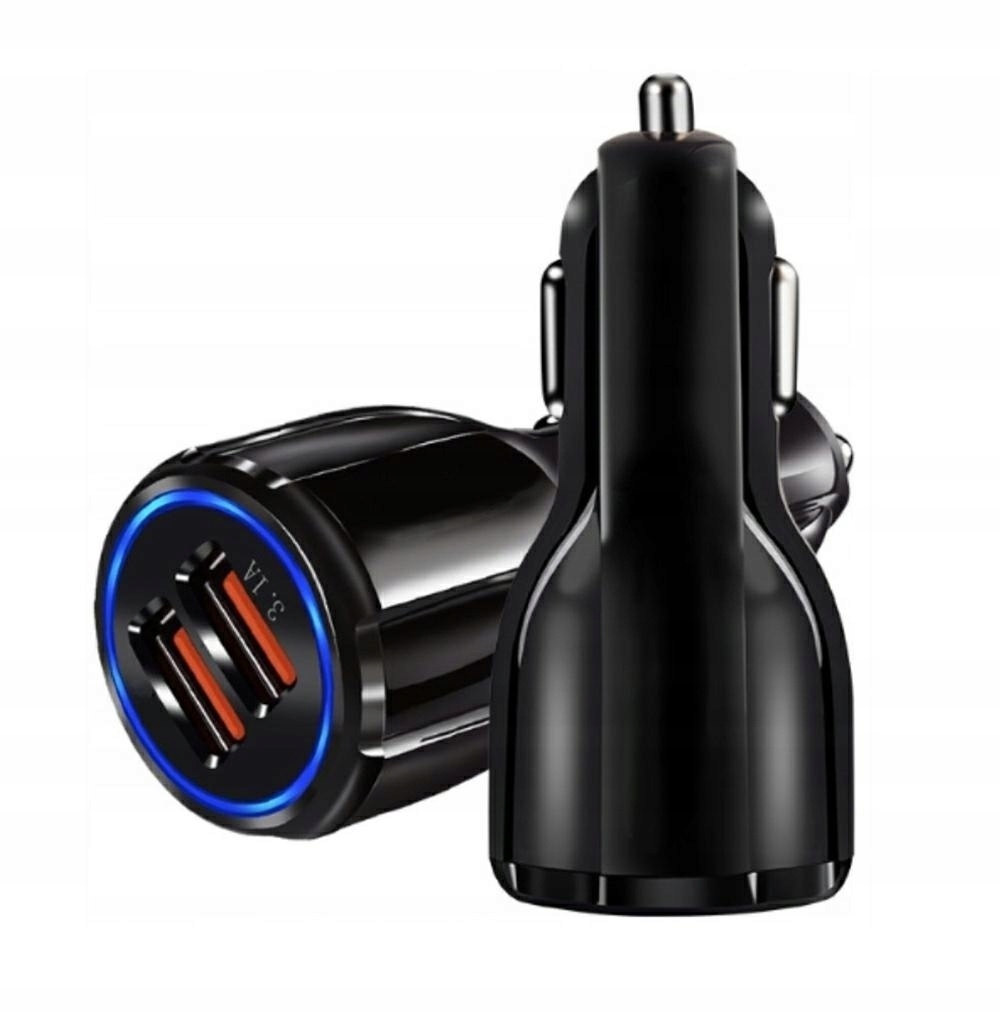 ŁADOWARKA SAMOCHODOWA 12V 24V 2xUSB SZYBKA QC 3.1A Kolor czarny
