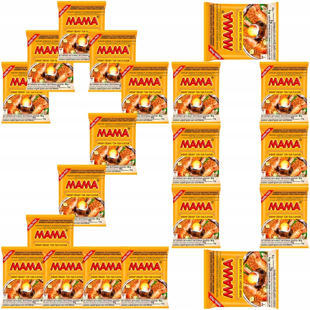 20x Tajska Zupka Błyskawiczna Makaron Instant Krewetki Kremowe Yum 90g Mama