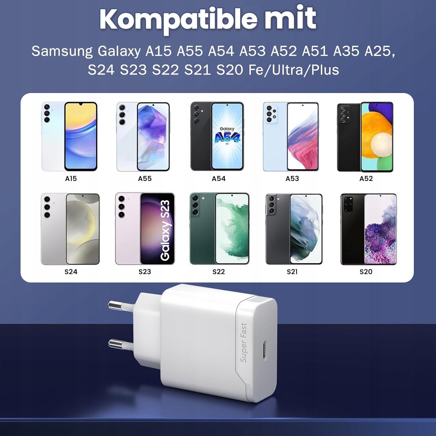 Xwartre Ładowarka USB C 25W Kompatybilna z Galaxy A16 A06 A15 A55 5G — miniatura 3