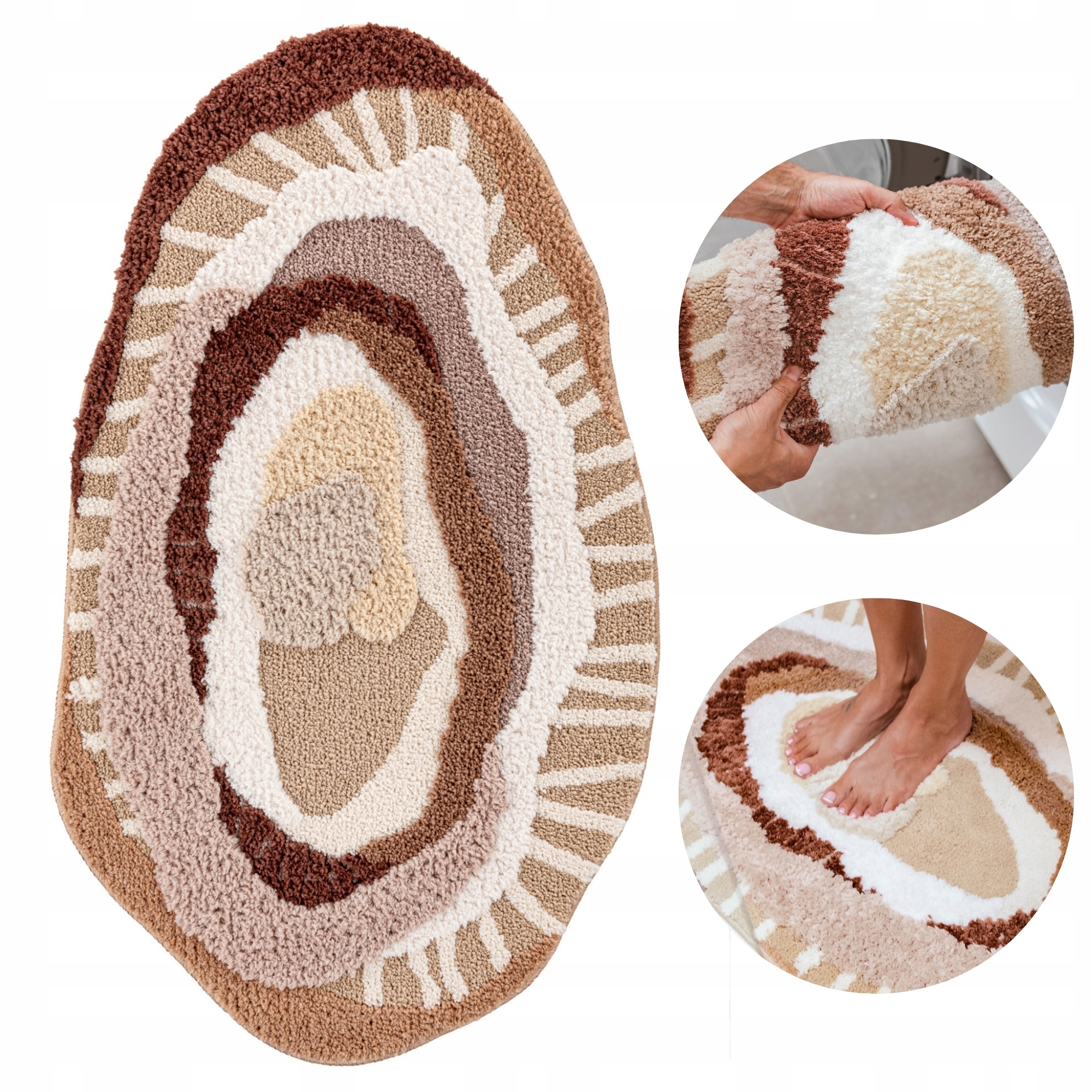 Koupelnový koberec Béžový Měkký Protiskluzový 50x80 cm Pěkný Ozdobný