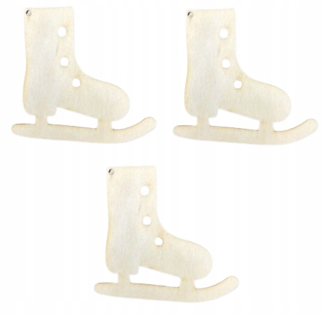 Zawieszka Drewniana Łyżwy Łyżwa Na Choinkę Ze Sklejki Dekor Decoupage 3SZT