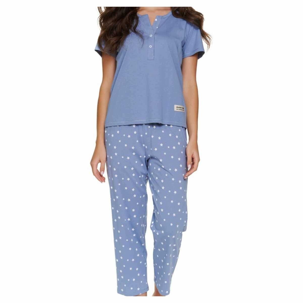 Doctor Nap Dámské bavlněné pyžamo s krátkým rukávem 7267 stardust plus 3XL