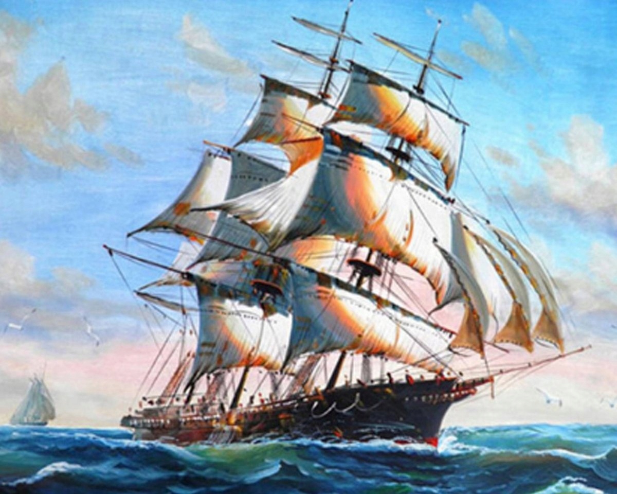 Diamantová Výšivka Diamond Painting Mozaika Loď Plachetnice 45x55 5D sada