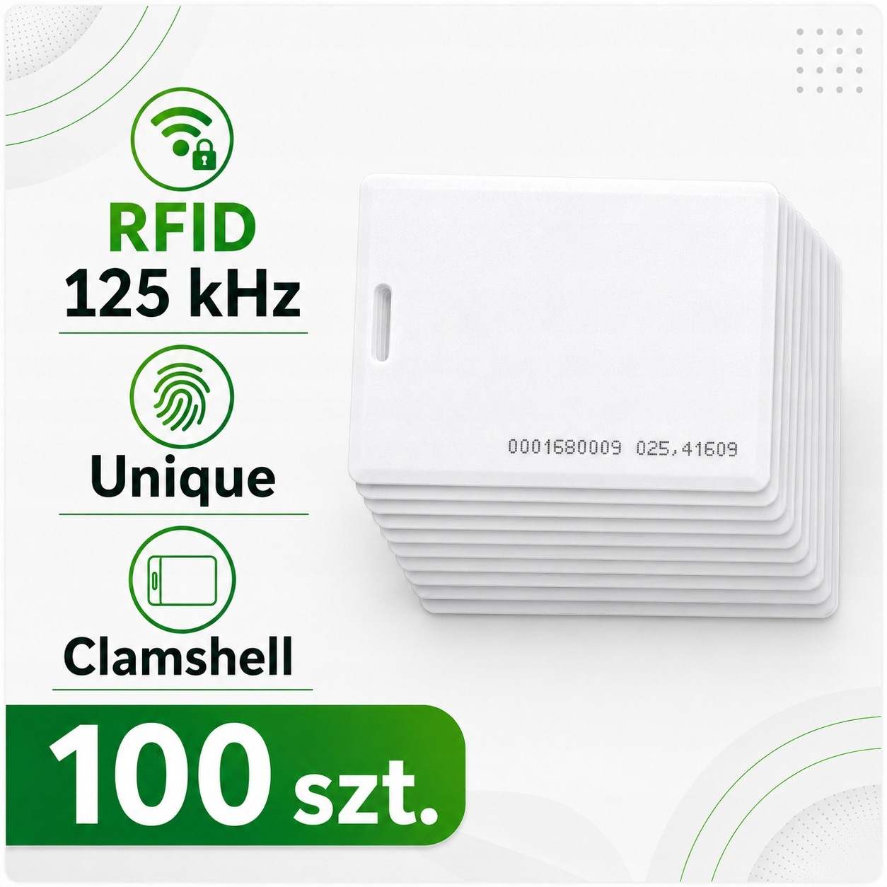 Bezkontaktní Rfid karta Iso 125 kHz Unique 1,8 mm 100 ks EMK2