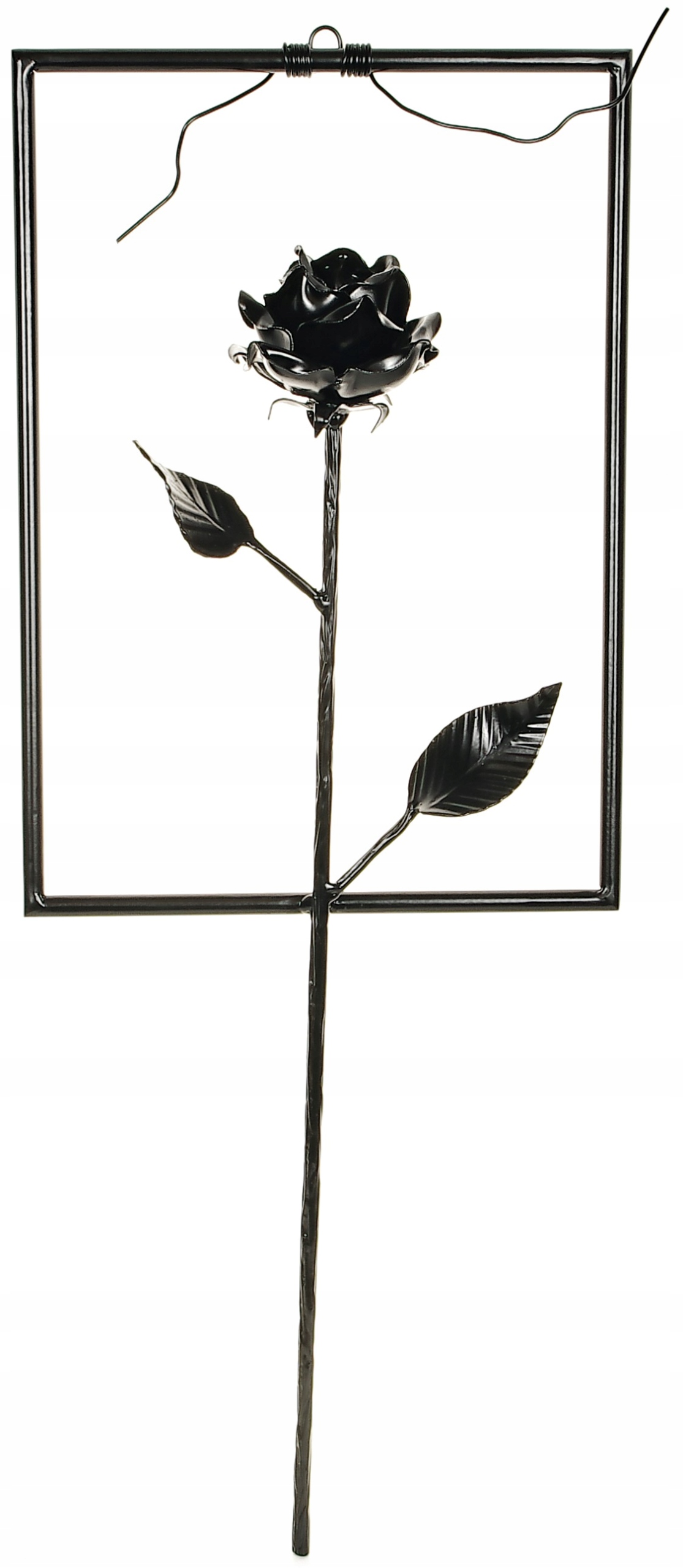 růže z kovu, nástěnná dekorace z drátu, obraz růže z kovu