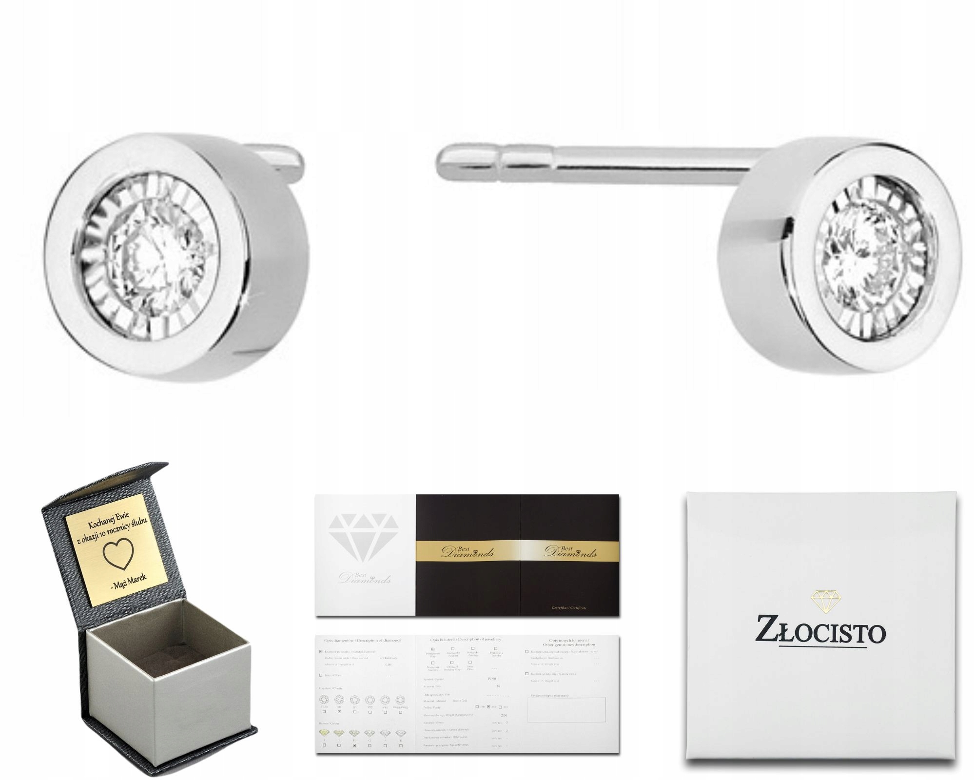 Bílé Zlato Náušnice S Brilianty Šrouby 585 Obchod