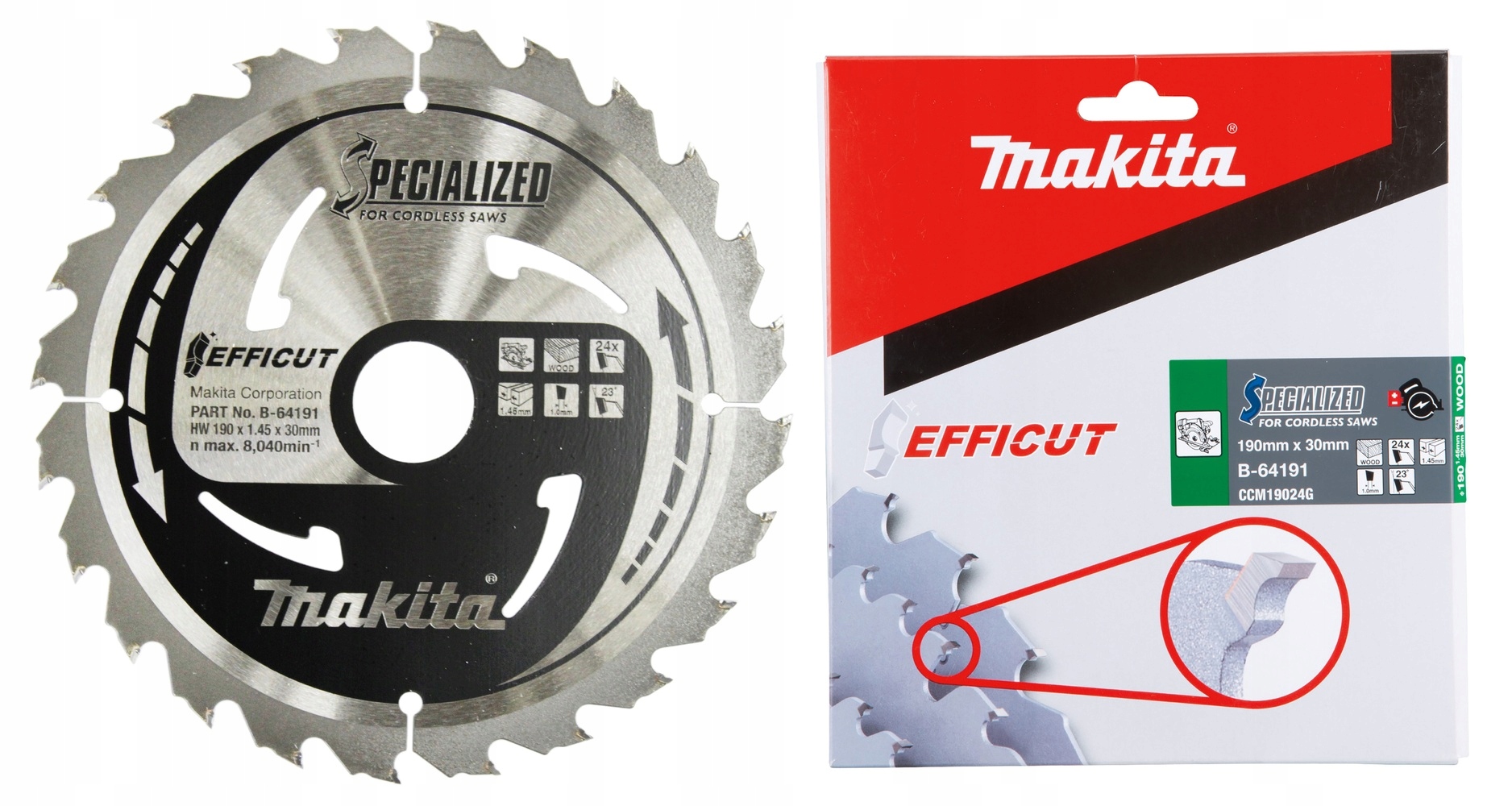Makita B-64191 Řezací Kotouč Efficut Na Dřevo 190x30 mm 24Z x 1,45 mm