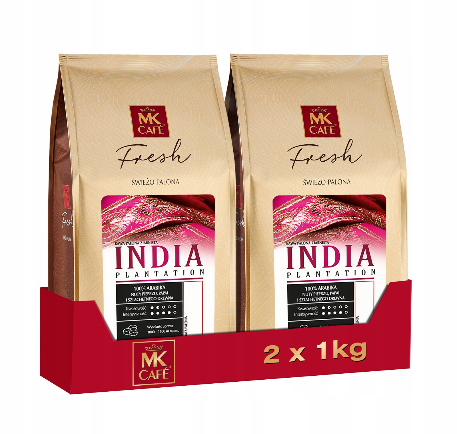 Levně Mk Cafe Fresh India Plantation Káva zrna 2x1kg