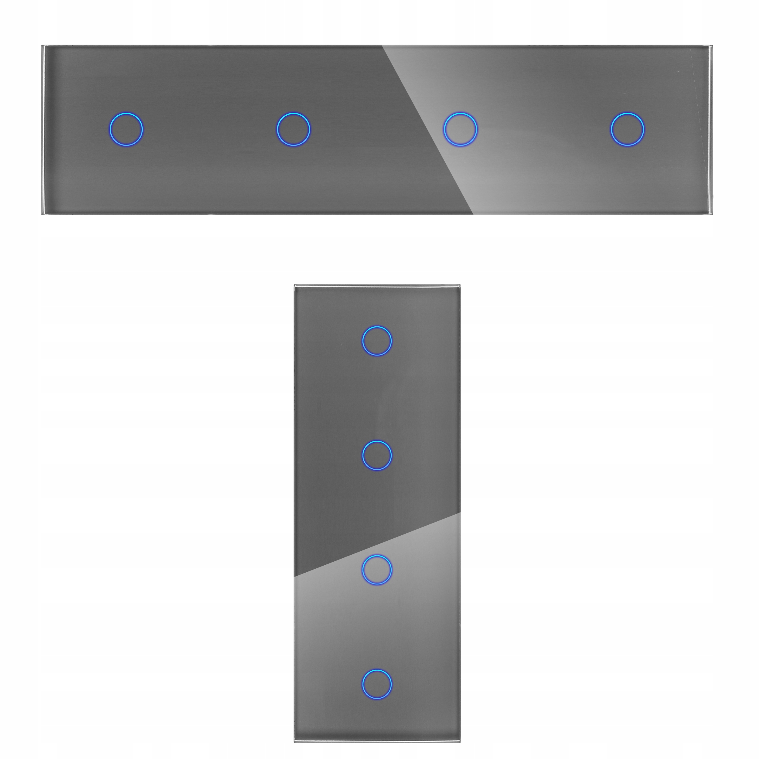 Skleněný panel 1G1G1G1G pro modulární dotykové spínače, šedý