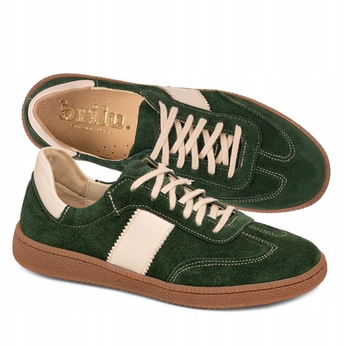 Brilu Polskie Damskie Skórzane Sneakersy Nevada Zielone 39