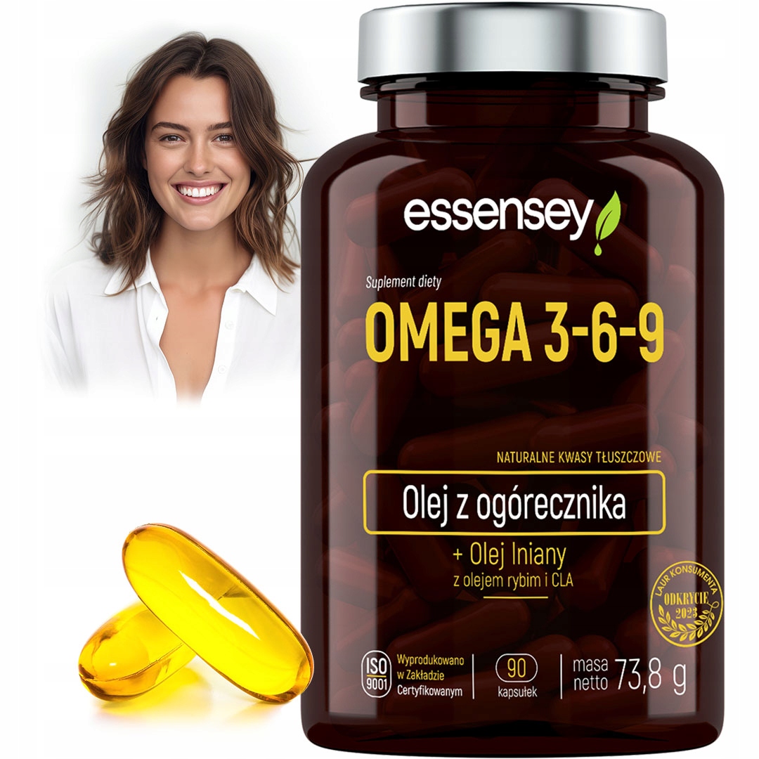OMEGA 3-6-9 + VITAMÍN E 90 KAPSÚL PRÍRODNÉ MASTNÉ KYSELINY RYBÍ OLEJ ĽANOVÝ OLEJ