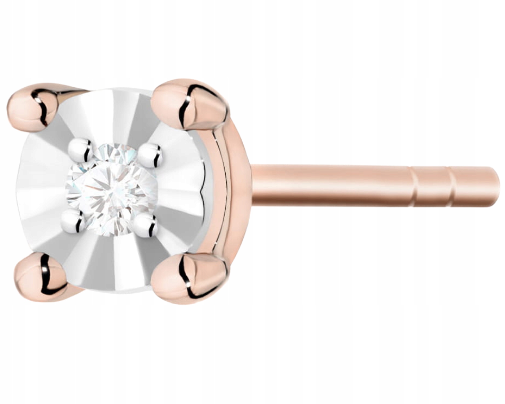 Růžové Zlato Náušnice Jednoduché Diamant Briliant Certifikát 585