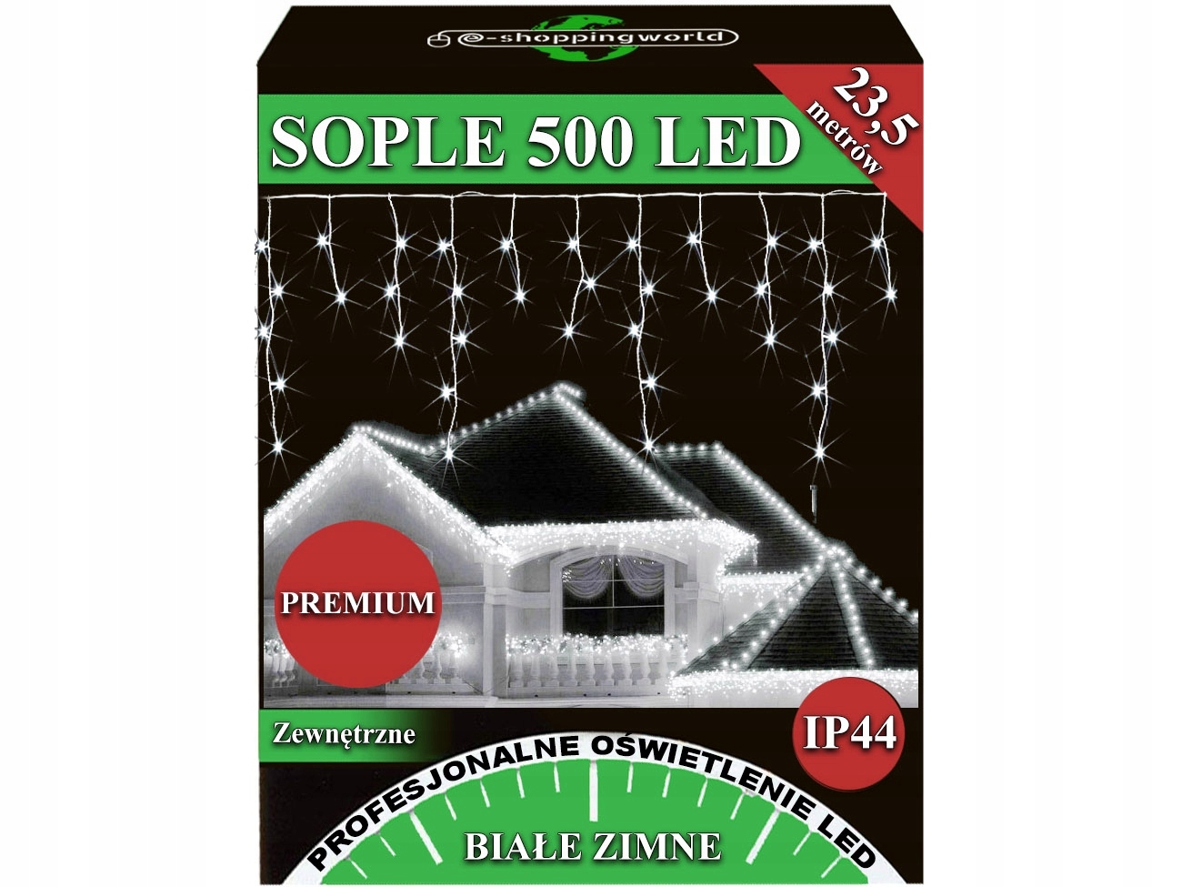 

Sople Zewnętrzne 500 Led Lampki Choinkowe Białe