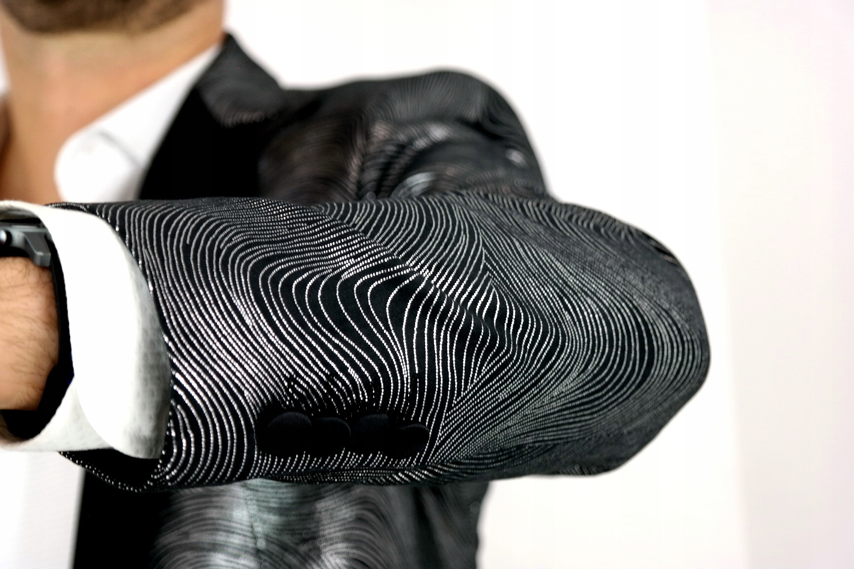 GIOVANNI PERA Marynarka męska DS03 srebrna 64 Materiał dominujący welur