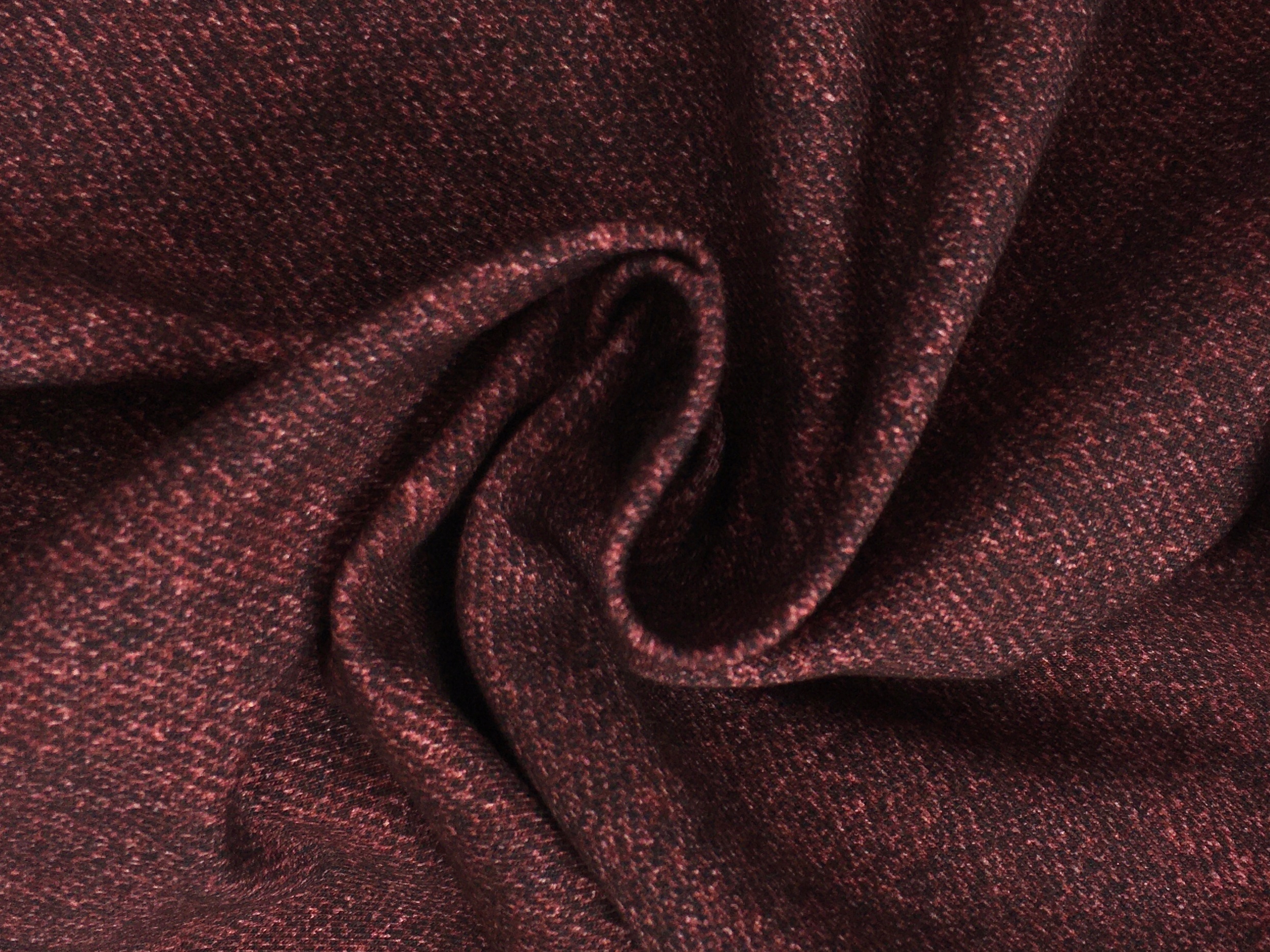 Tepláková souprava smyčkový úplet, jeans vzor, vínový melír, by Poppy, Gots