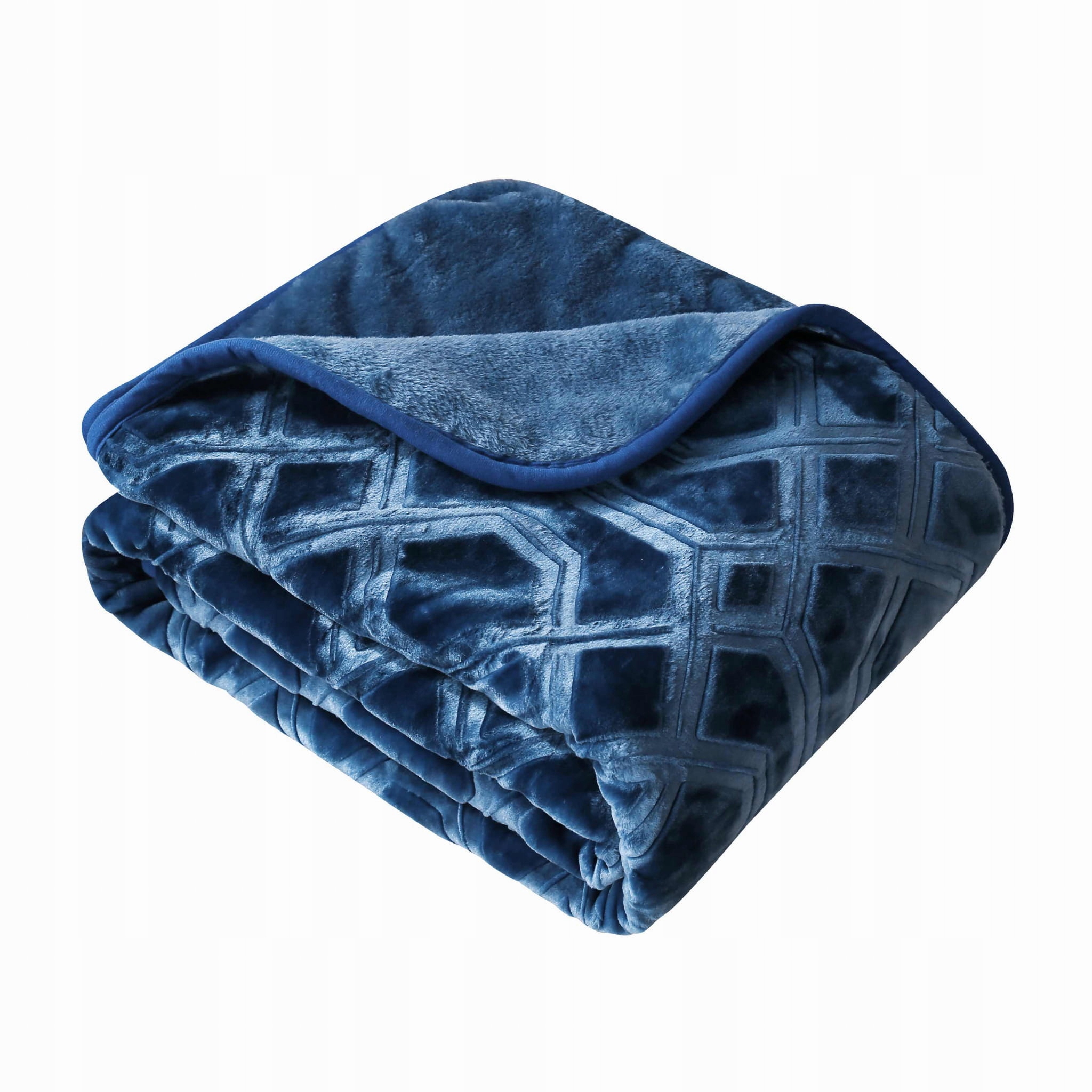 Akrylová lisovaná deka Vito 160x200, geometrický vzor, tmavě modrá
