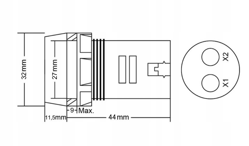 KONTROLKA miernik 230V woltomierz amperomierz Hz LED 3w1 napięcia ŻÓŁTA Marka Cherry