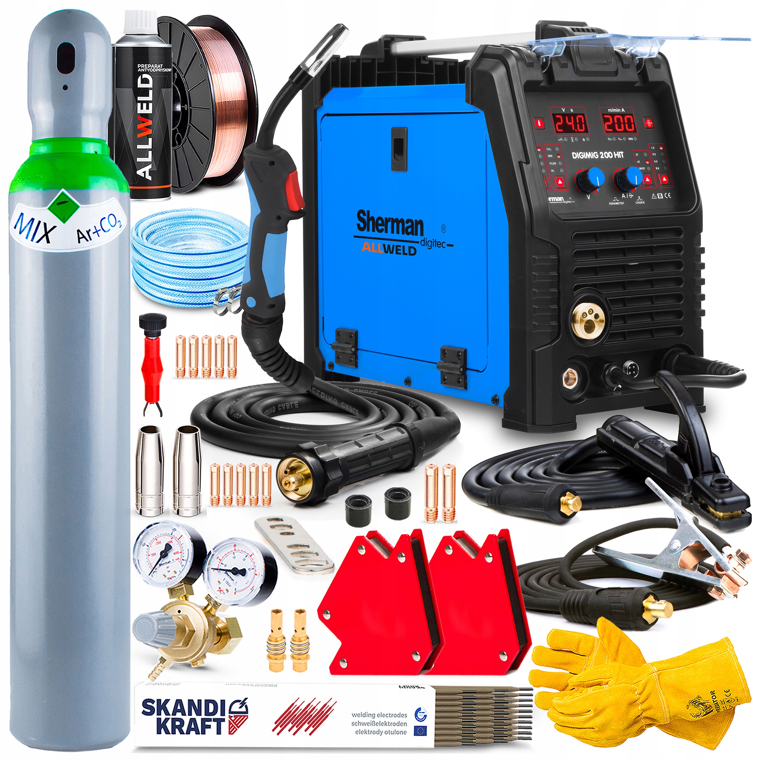 Spawarka Sherman Digimig 200 Synergia Mig Mma Tig 200A 230V Aluminium