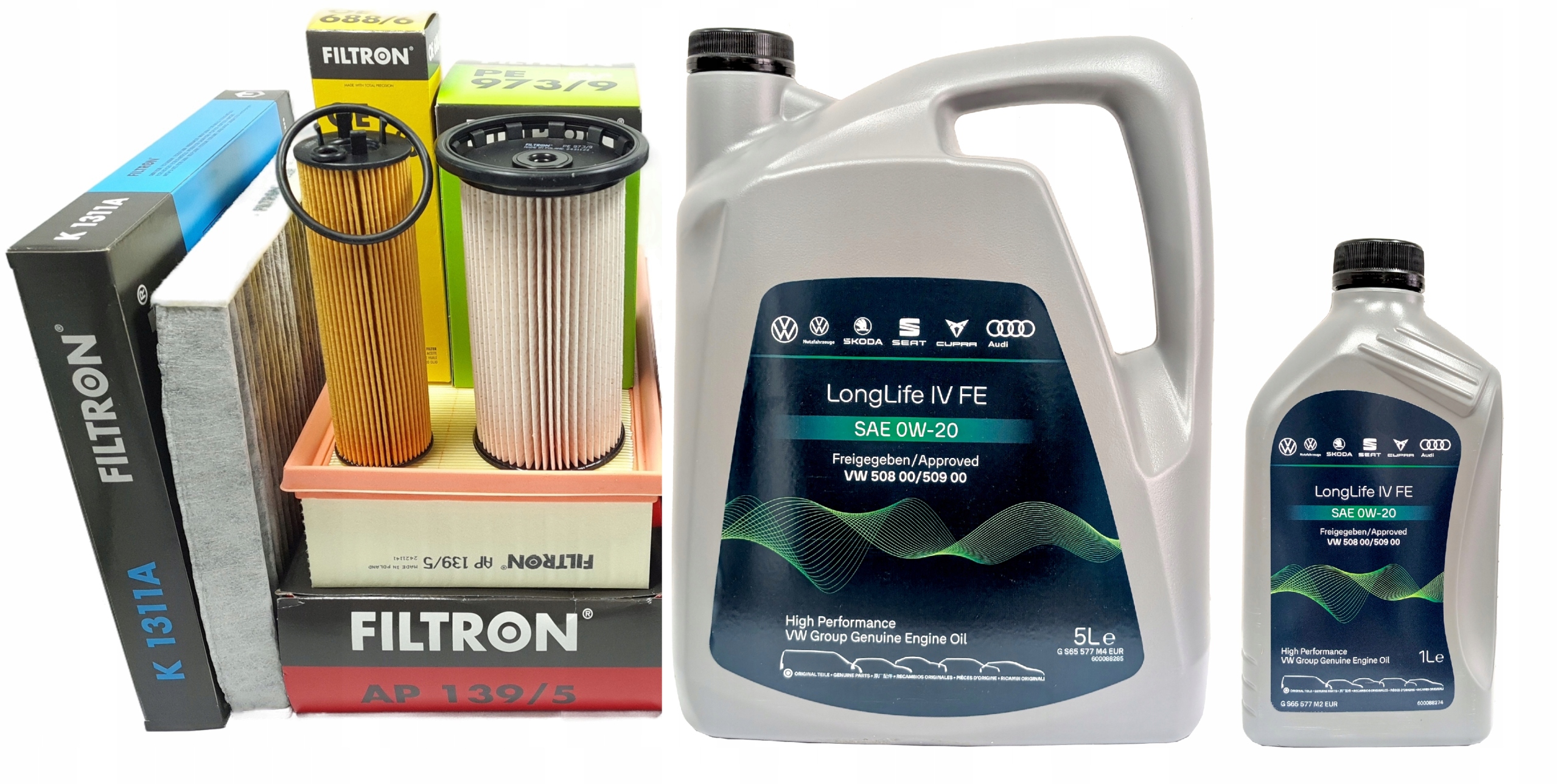 4 Filtry 6 L Oleje Oe Vw 0W20 Formentor Golf VIII Passat B8 B9 2.0 Tdi 2020-