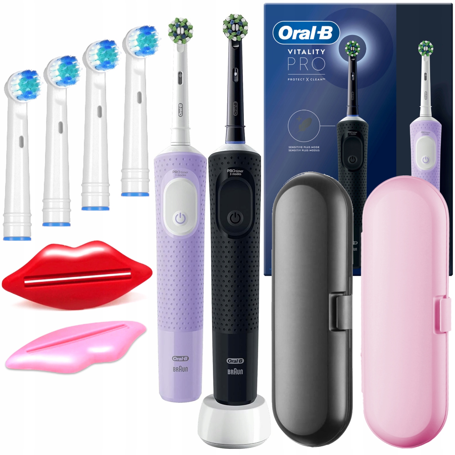 Szczoteczki Elektryczne Oral-B Vitality Pro D103 Duo Czarna/Fiolet 2xEtui