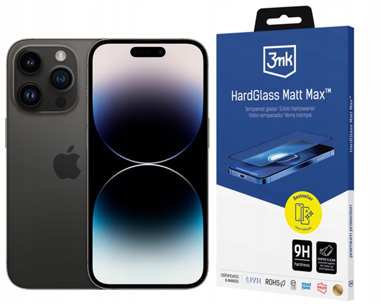 3MK Matné Tvrzené Sklo Hardglass Matt Max pro iPhone 14 Pro