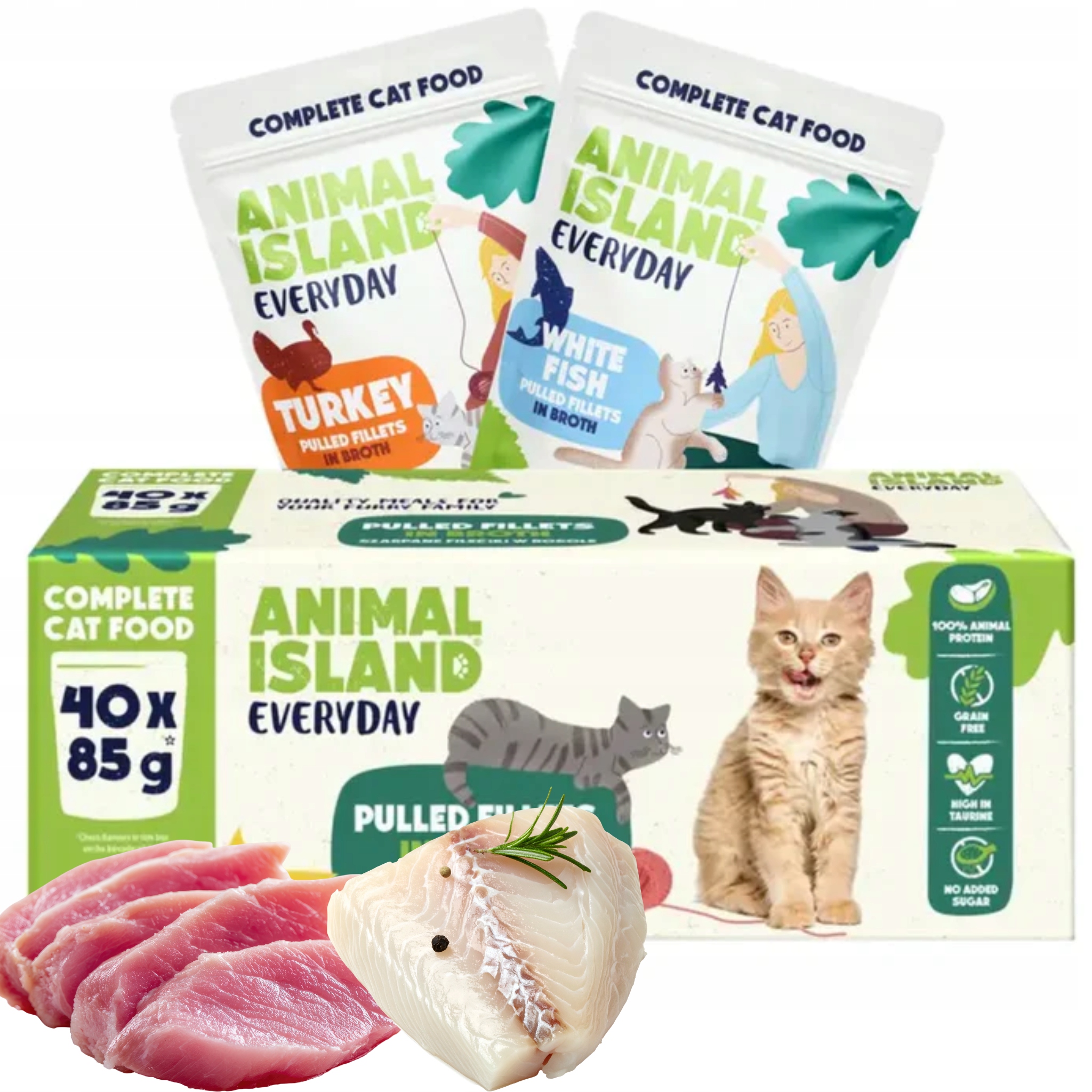Krmivo pro kočky mokrý kapsička krůta ryba Animal Island 40x85 g