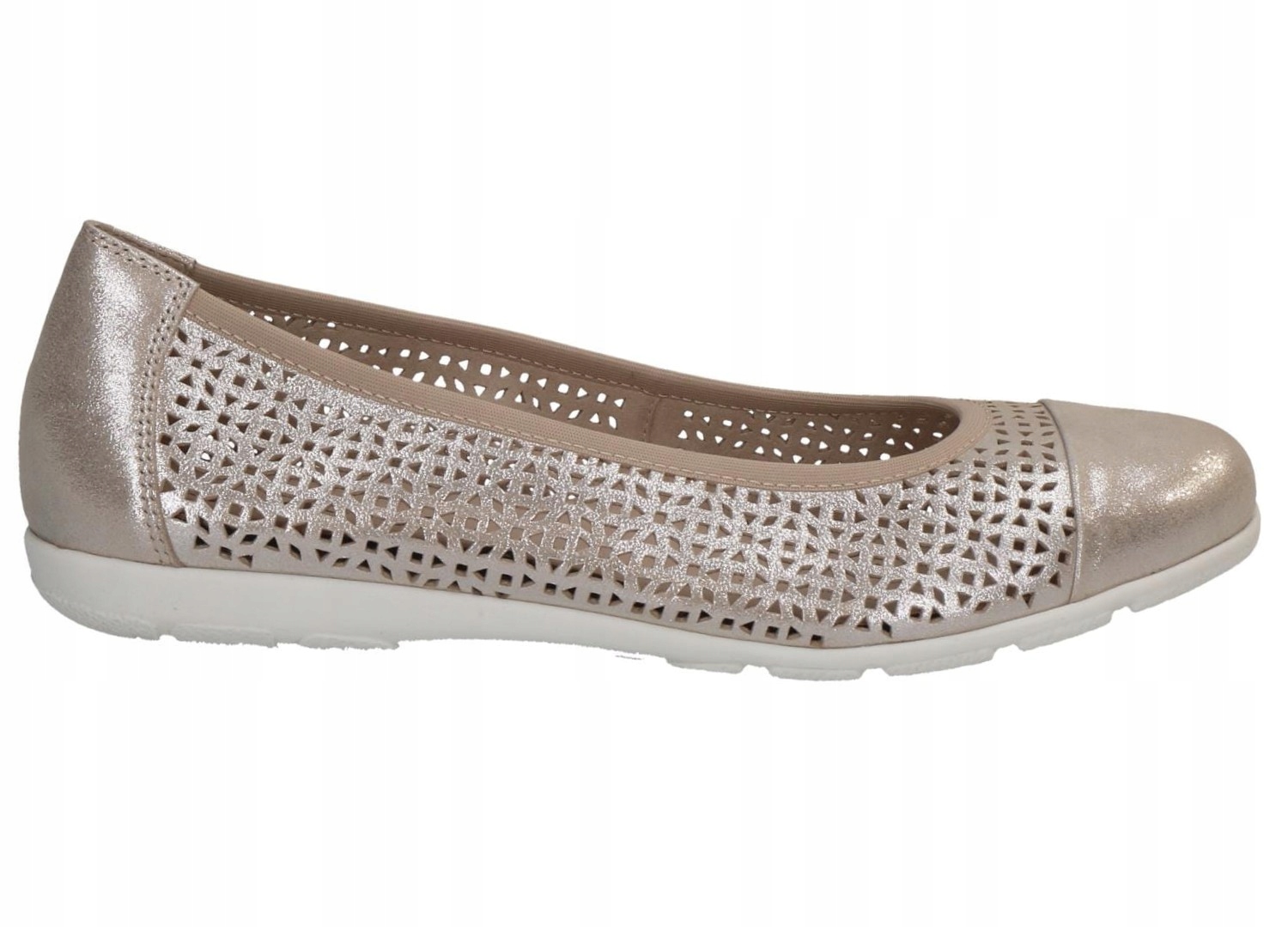 Dámské ažurové baleríny ve zlaté barvě Caprice 9-22151 vel 37