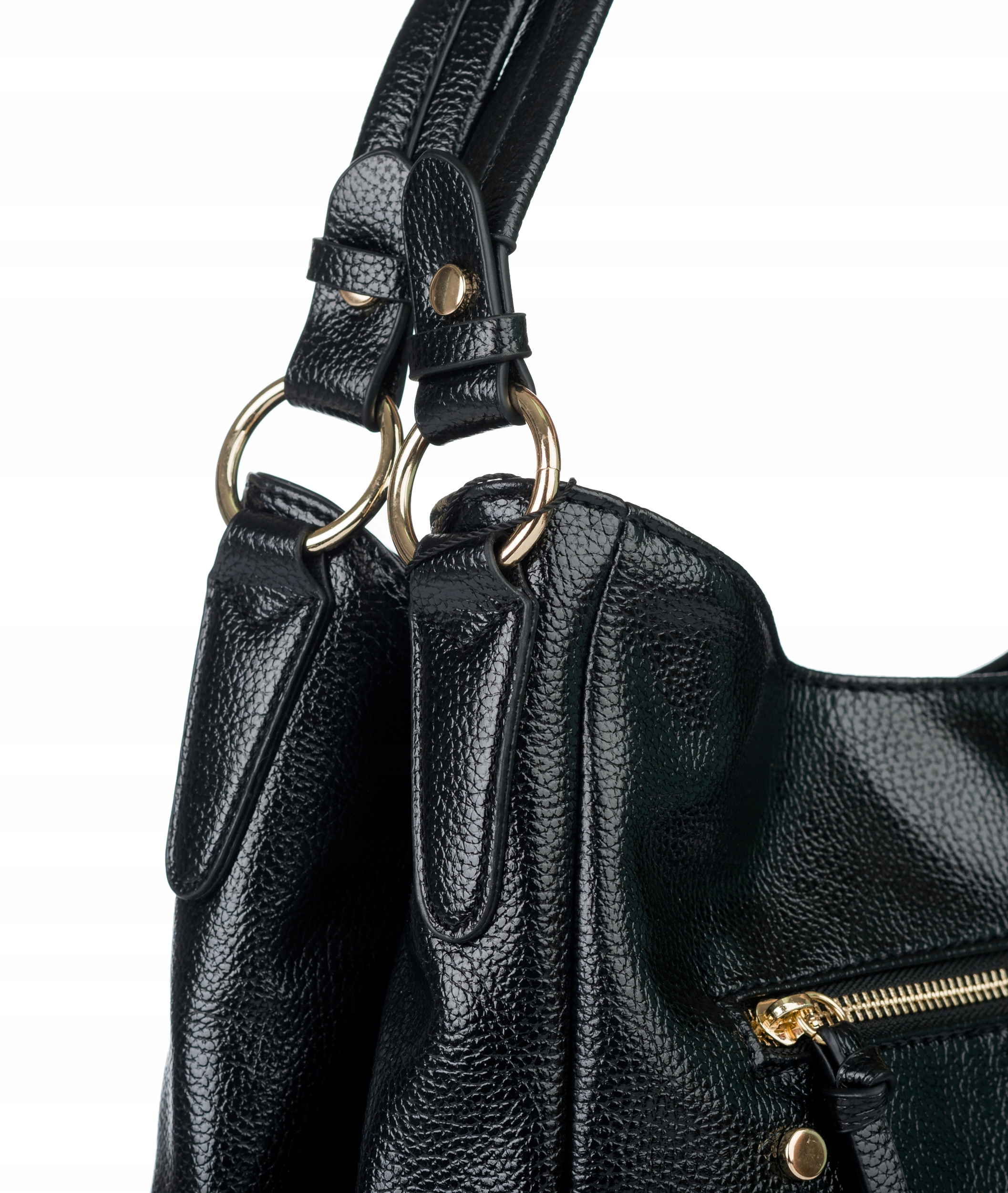 Torebka MONNARI SHOPPER Listonoszka Worek NA RAMIĘ Czarna PASEK Premium Wysokość 31 cm