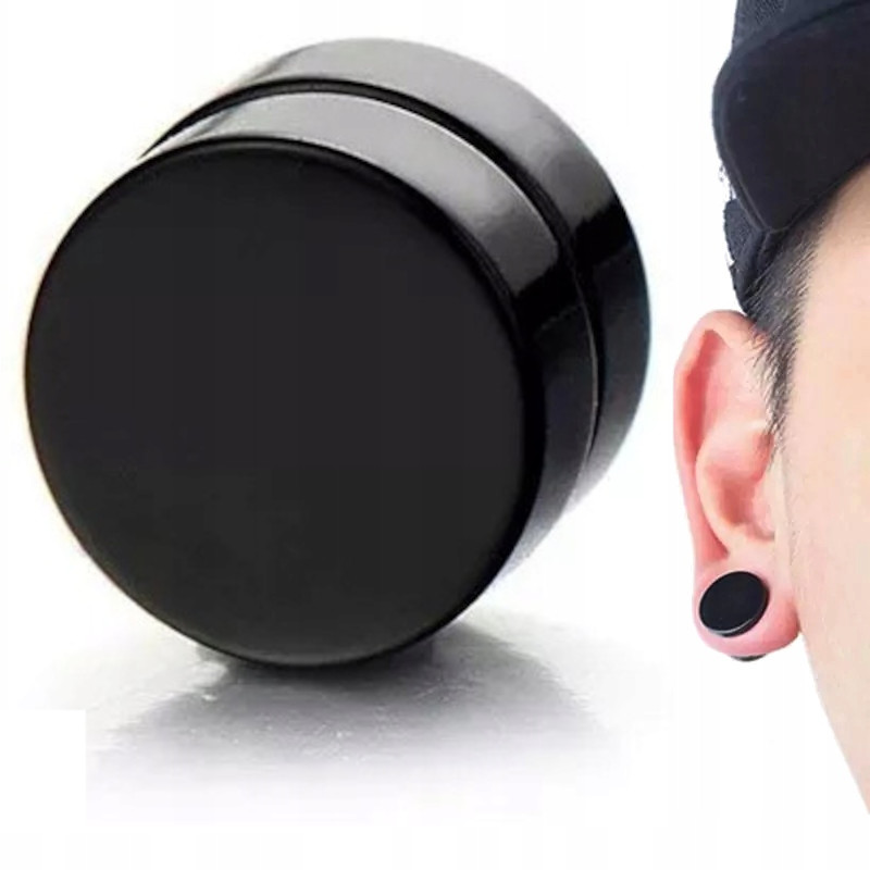 KLIPSY DO USZU CZARNE KOLCZYKI MAGNETYCZNE DLA DOROSŁYCH DZIECI NA MAGNES