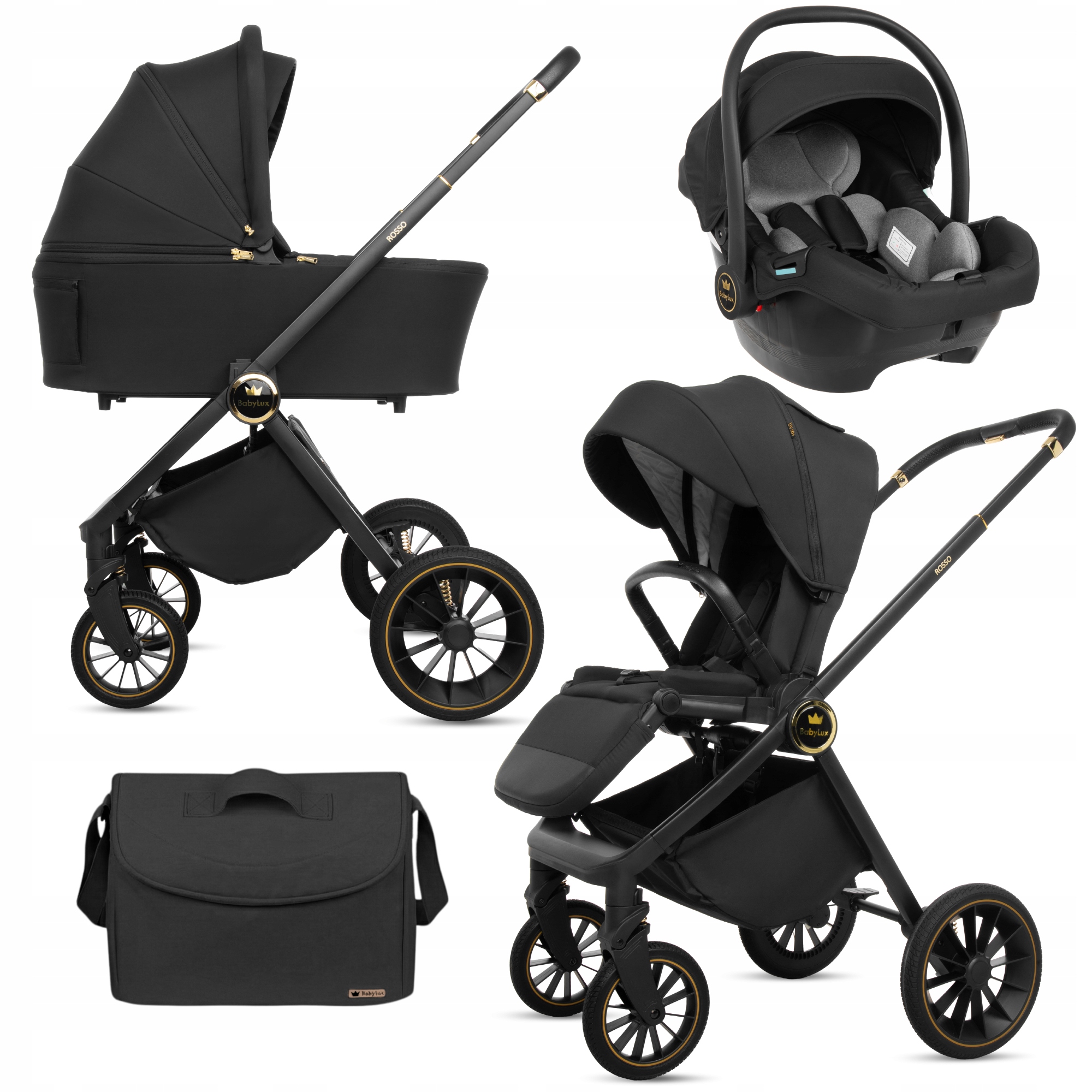 Detský kočík 3v1 BabyLux ROSSO Kočík Gondola Multifunkčná autosedačka