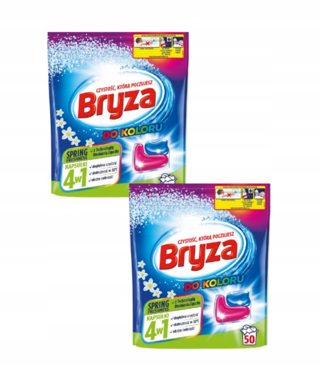 Levně 2x Kapsle na praní Bryza Barva Spring Freshness 4v1 2x 50 ks (100 ks)