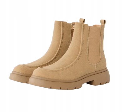 Anna Field Béžové Kotníkové Boty Chunky Z Ekologické Kůže Před Kotníkem 37 T7A