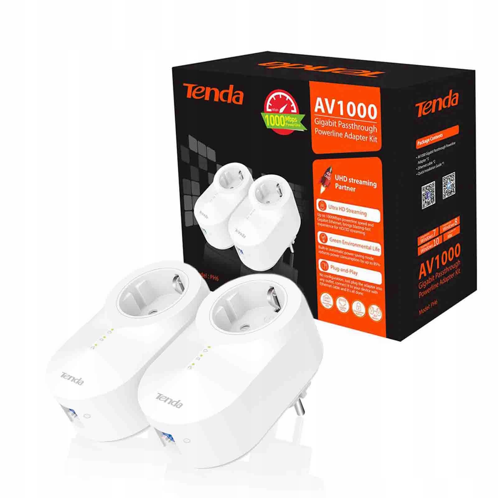 

Tenda PH6 Kit, 2x giga transmitery sieciowe AV1000