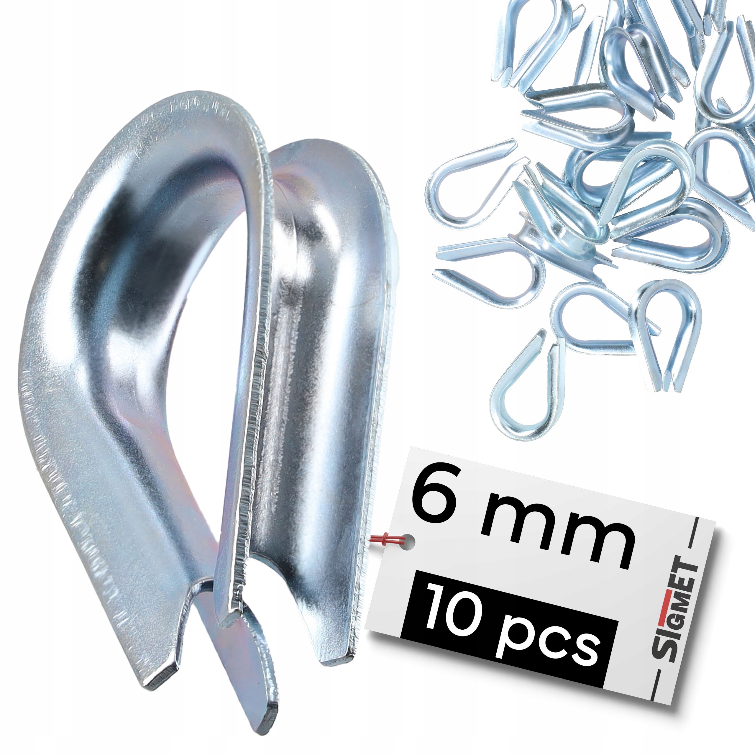 10 x Kausza do liny 6 mm stalowa ochrona ucha liny mocowanie zakończenie