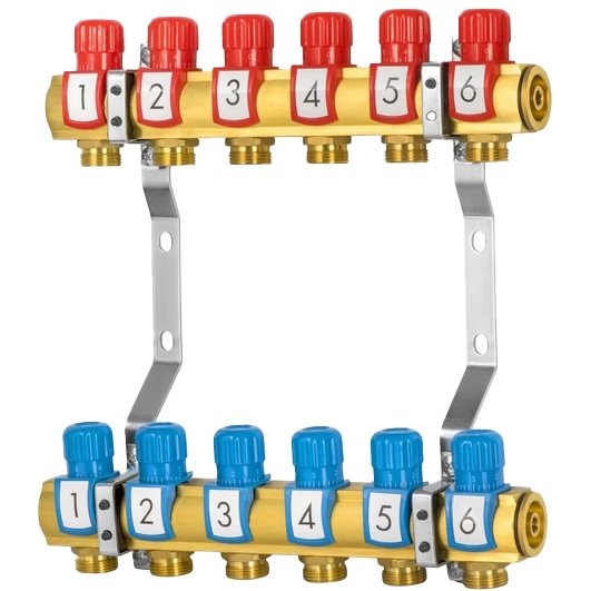 Komplet Rozdělovač Radiátorový 4 Okruhy Sekcí C.o. Mosazný
