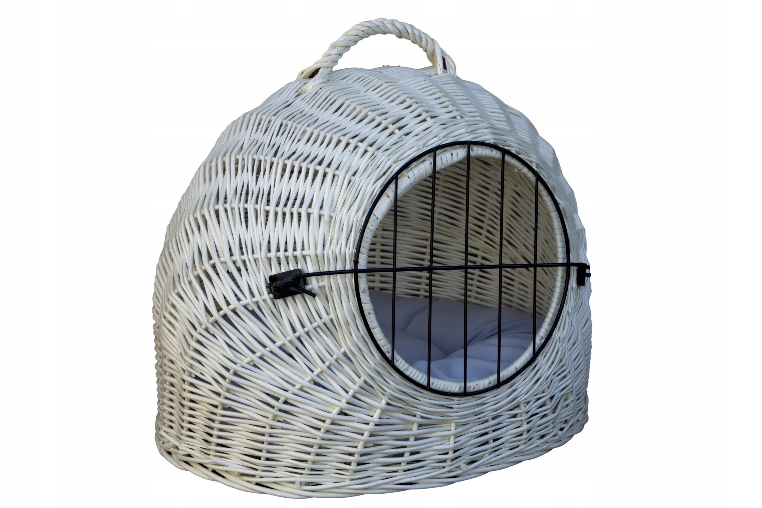 Transporter wiklinowy Buda dla kota BIAŁY+poduszka