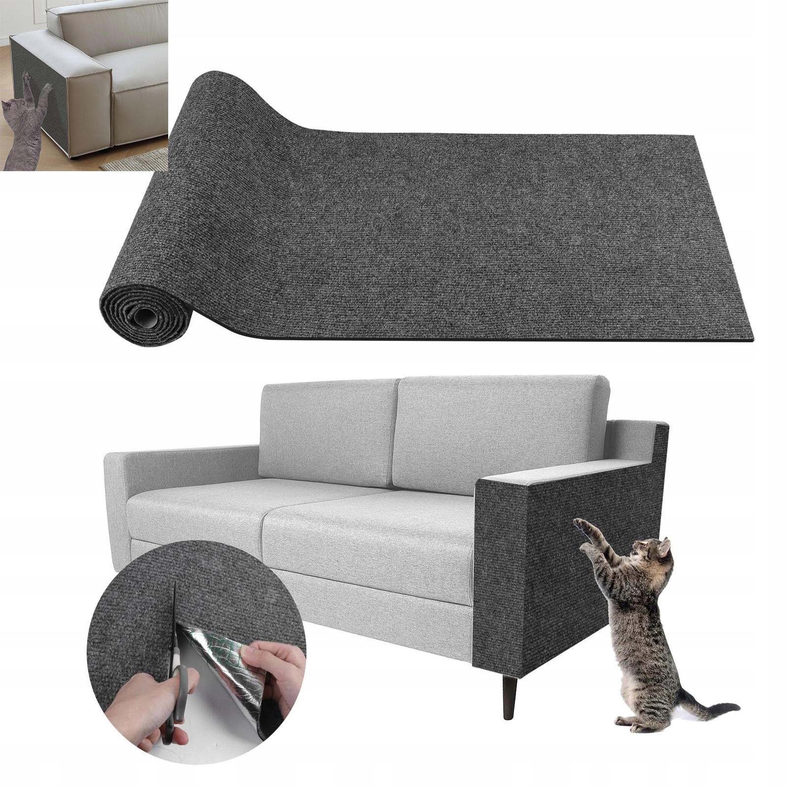Levně Samolepicí Podložka Proti Škrábání Pro Kočky Na Ochranu Nábytku, Tmavě Šedá