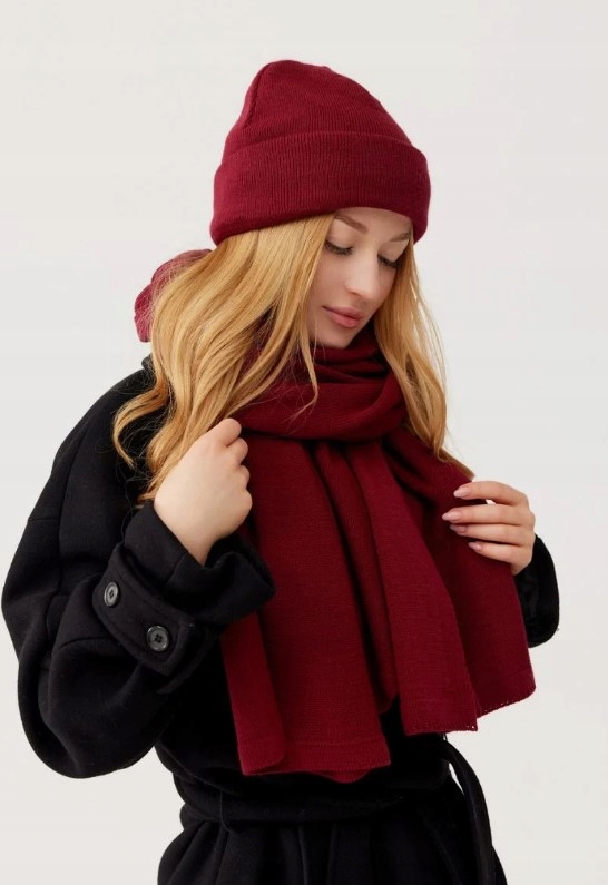 Šála – 100% merino vlna Penelope – Bordo 60 x 170 cm, velká, teplá, elegantní