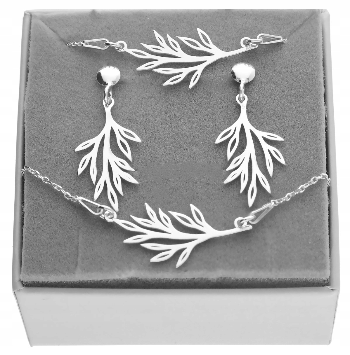 Stříbrný komplet velký list celebrity Listek Stříbro 925