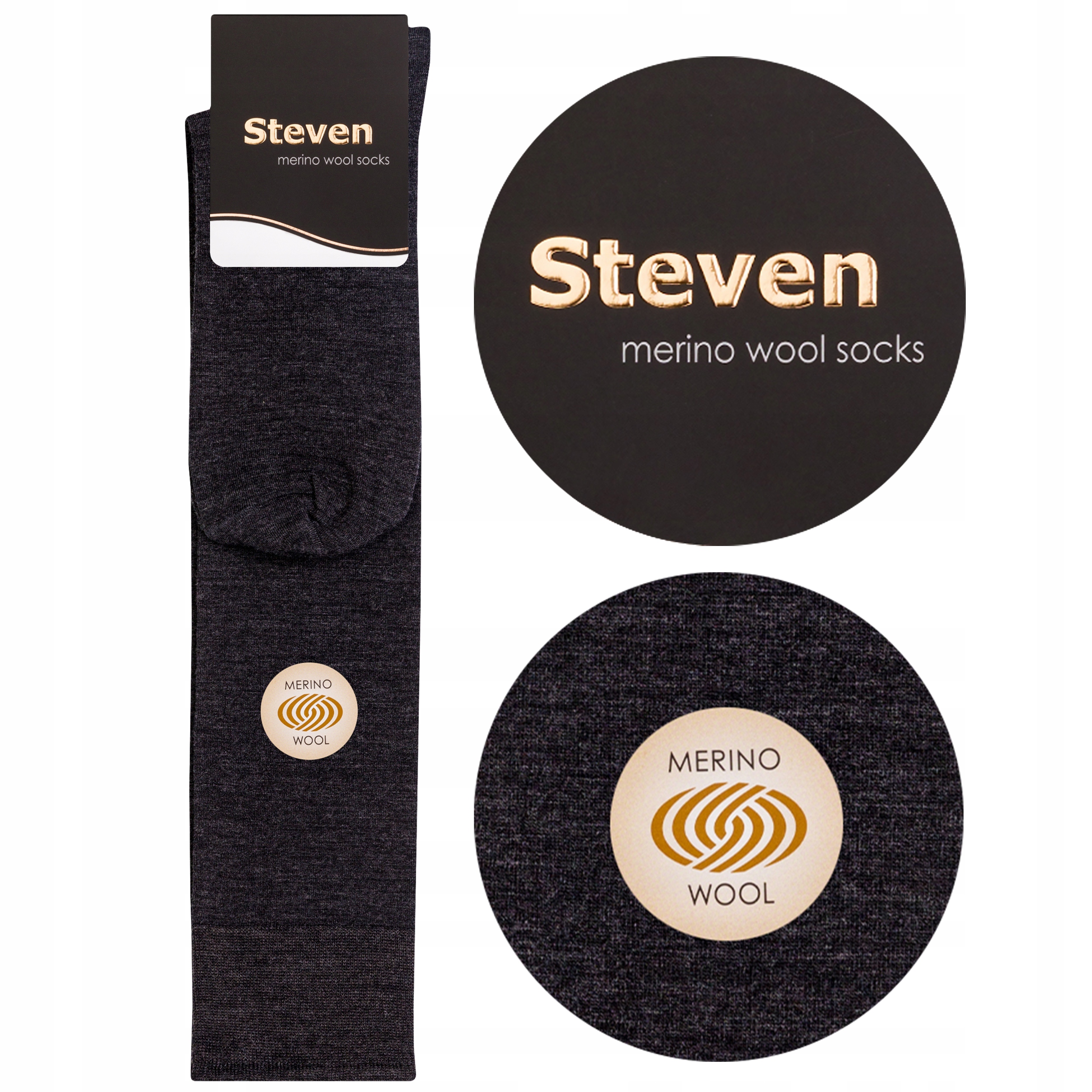 

Steven 008 Podkolanówki Męskie Merino Szary 44-46
